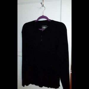 Men's H&M Black Henley Size Sm Long Sleeve Cotton